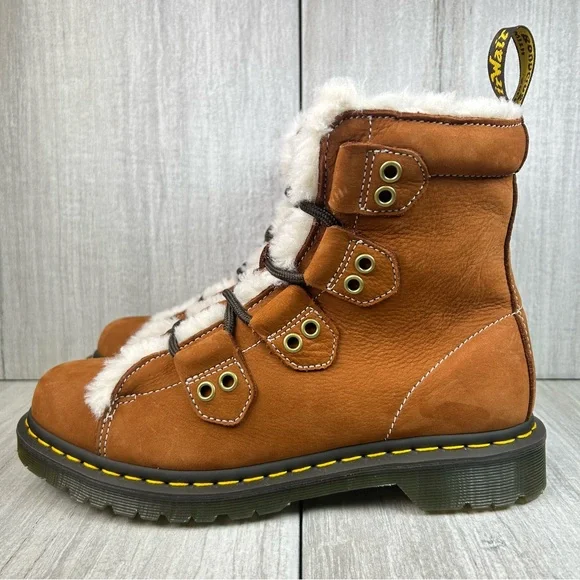 NEW Dr. Martens Docs 31877 Fur Lined Brown Buttersoft Winter Boot Womens Size 10 - Picture 3 of 10